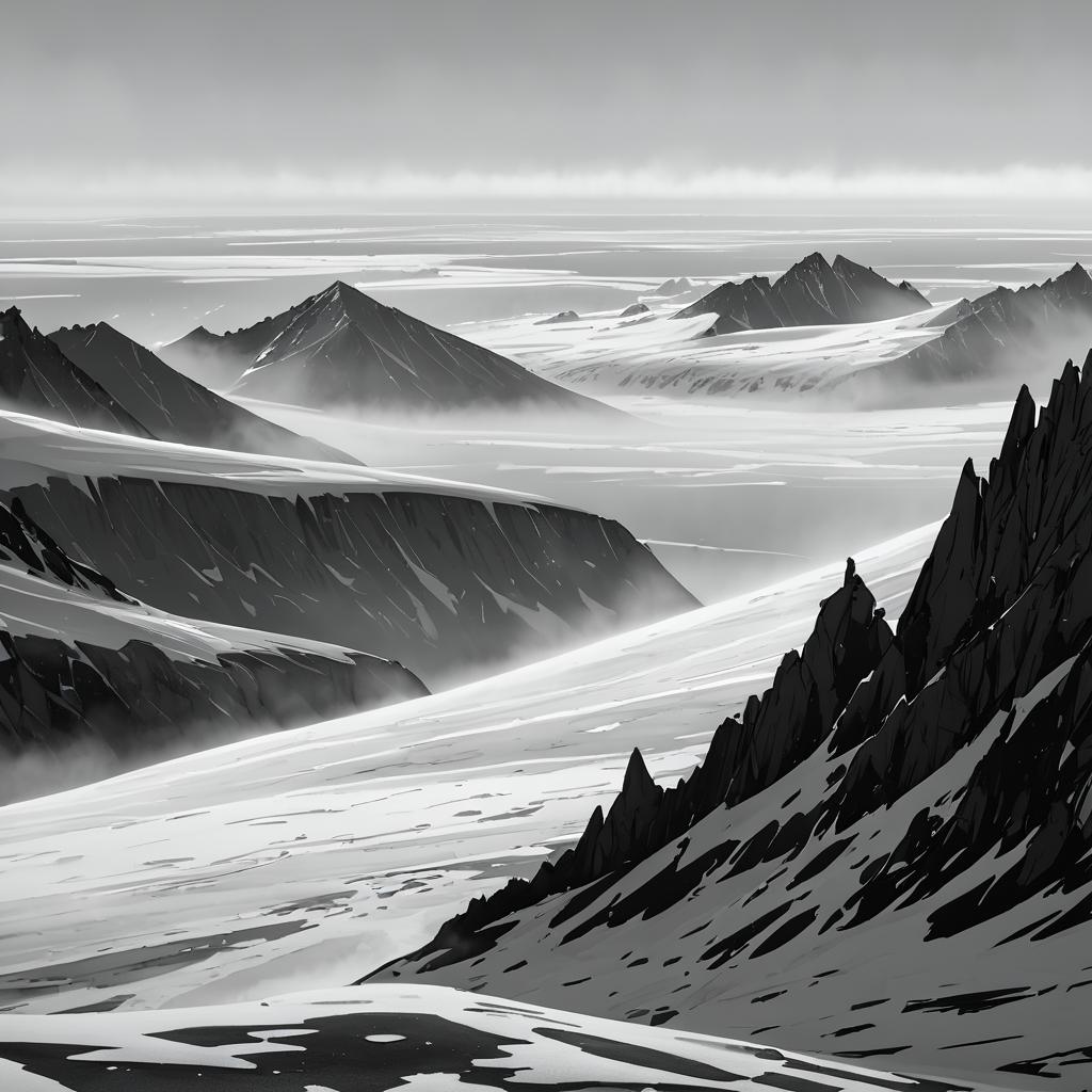 Mysterious Greyscale Boreal Ice Ridge