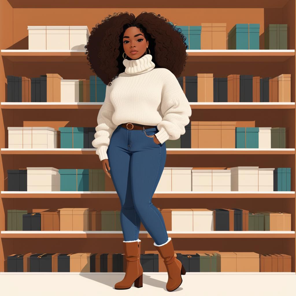 Stylish Cartoon of an African American Woman