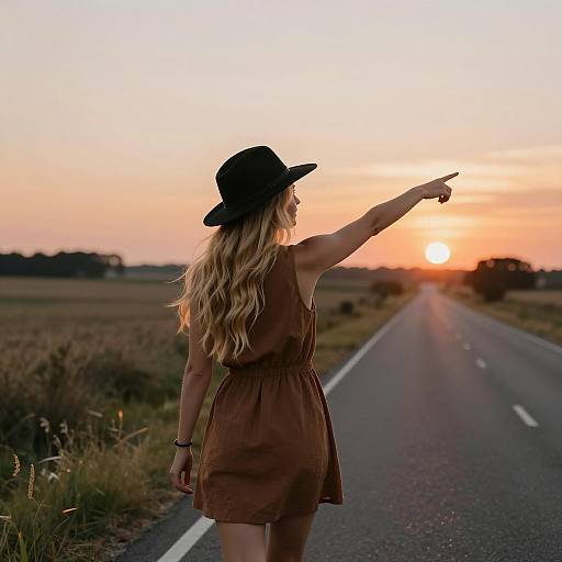 Blonde Woman Walking at Sunset