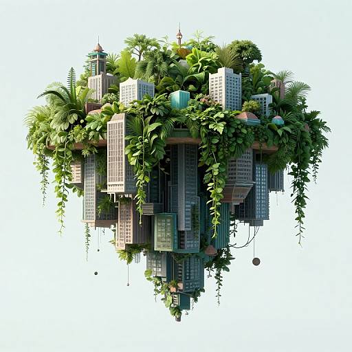 Surreal Inverted Floating Cityscape