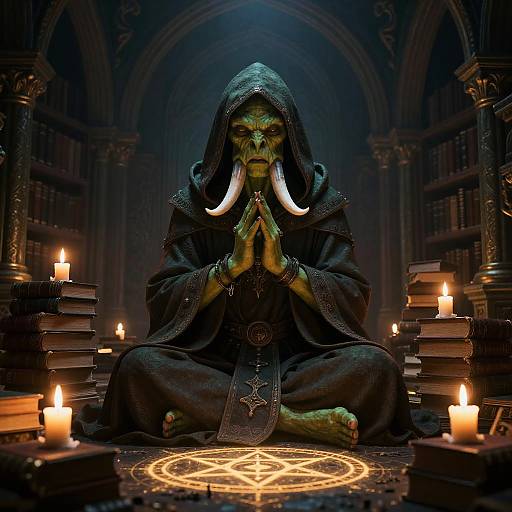 Mystical Orc in Ancient Library