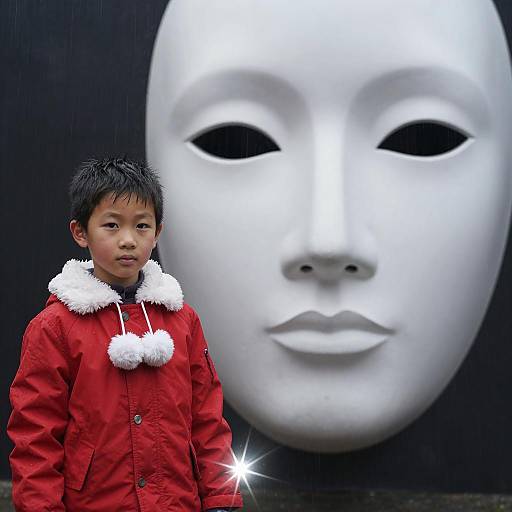 Mysterious Boy and Abstract Masked Face