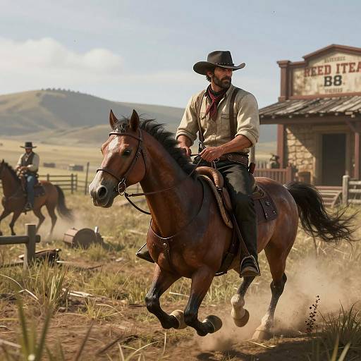 Cinematic Western Card Game Scene