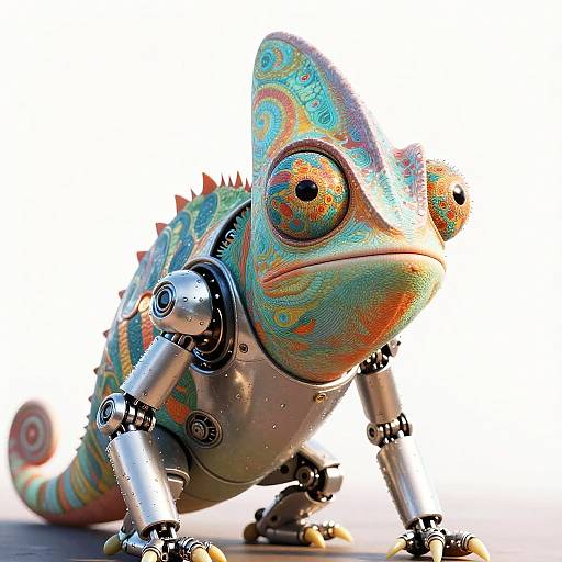 Adorable Chameleon Alien in Robotic Armor