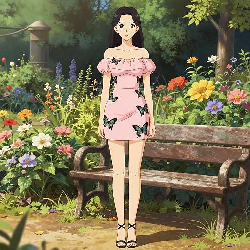 Elegant Woman in Pastel Garden