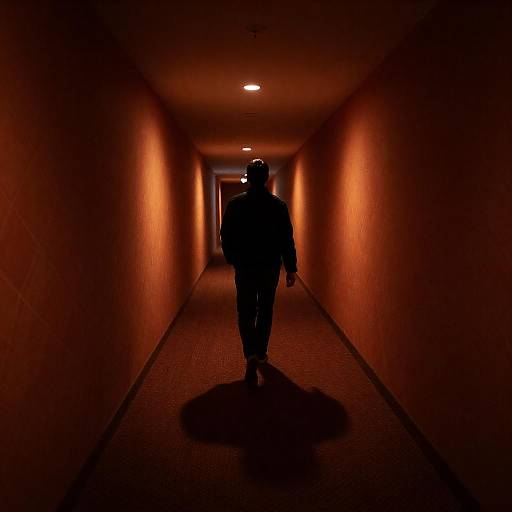 Mysterious Hallway with Shadowy Figure