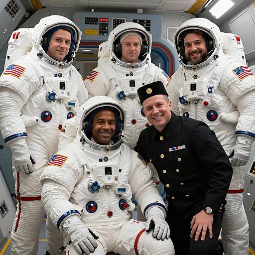 Astronauts in Spacecraft with Control Panels