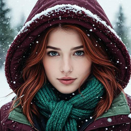 Auburn Haired Woman in Winter Wonderland Auburn Haired Woman in Winter Wonderland