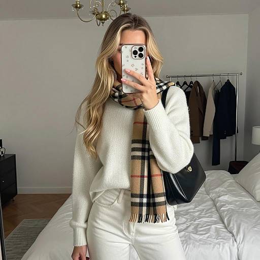 Woman Taking Mirror Selfie in Cozy Outfit