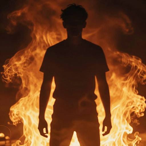 Fiery Abstract Male Silhouette Blur