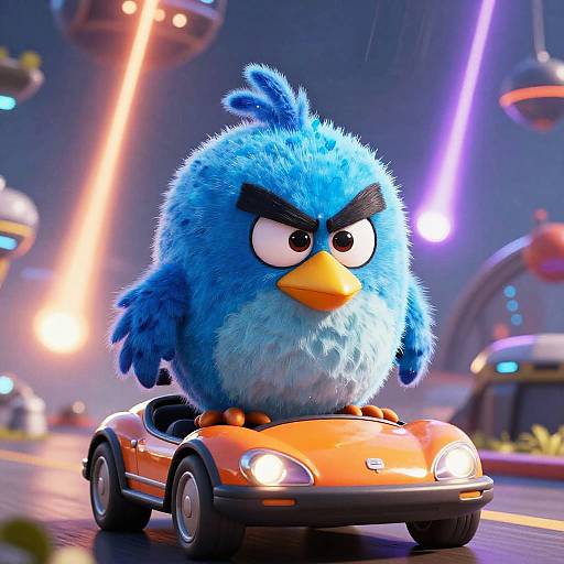 Angry Bird on Futuristic Hover Car