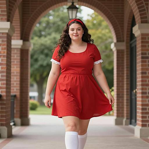 Confident Plus-Size Woman in Red Dress
