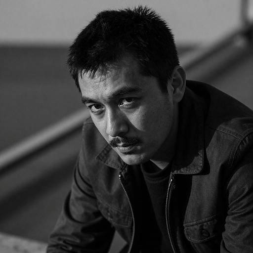 Gritty High-Contrast B&W Serious Man Portrait