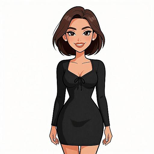 Smiling Woman in Black Bodycon Dress