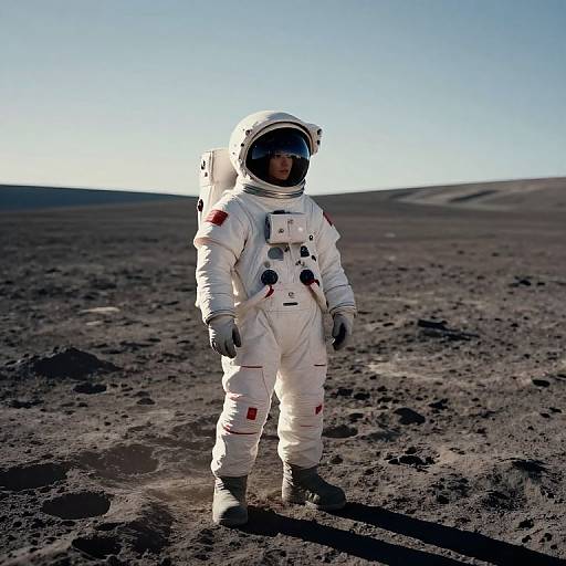 Solitary Female Astronaut on Lunar Dawn