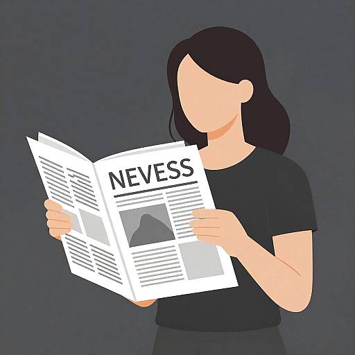 Minimalist Woman Reading Newspaper
