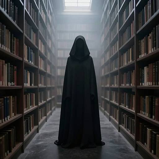 Mysterious Figure in Endless Library