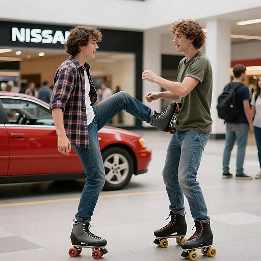 Mall Mayhem: A Roller Skate Encounter