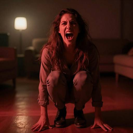 Dramatic Portrait of Woman in Red Light