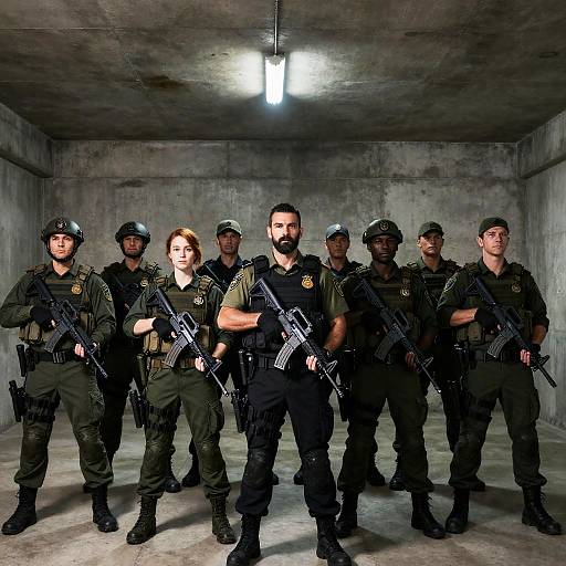 Police Officers in Dimly Lit Tactic Room