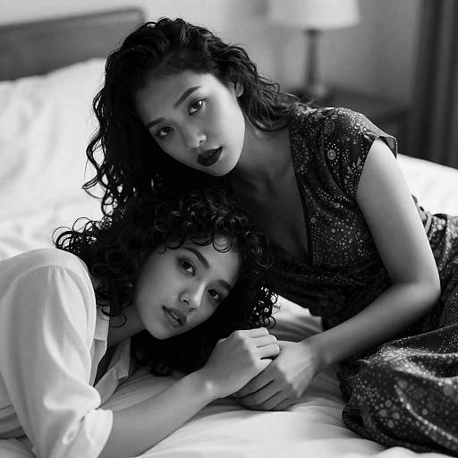 Intimate Black and White Portrait of Two Women