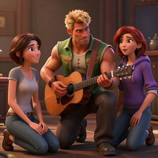 Dimly Lit Guitar Trio Portrait