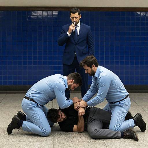 Intense Struggle in Subway Station