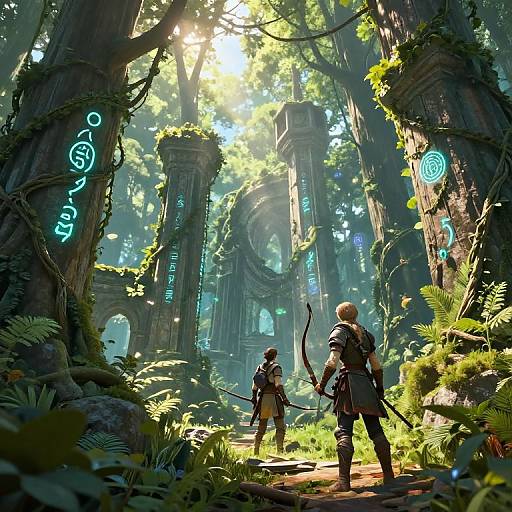 Lush Fantasy Forest Adventure Scene