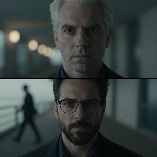 Teal-Toned Photograph of Two Men