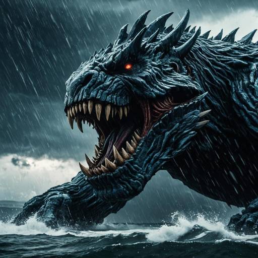 Epic Storm Giant Sea Monster in Rain