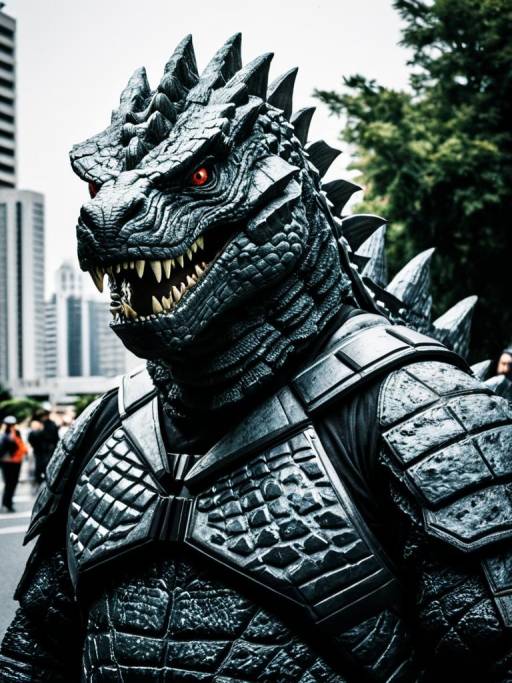 Man in Godzilla Monster Costume