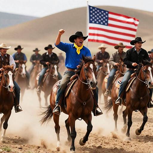 Dynamic Cowboy Chase Under American Sky
