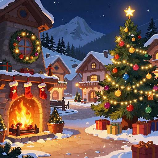 Whimsical Alpine Christmas Scene