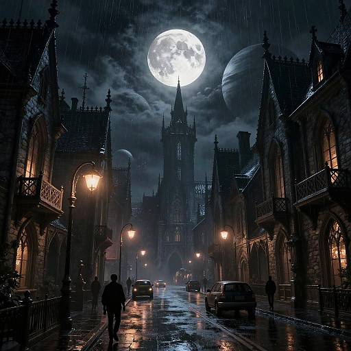 Mystical Gothic Night in Fantasy City
