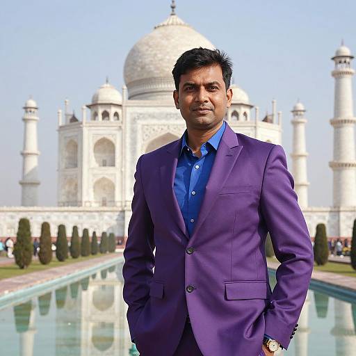 Confident Indian Man at Taj Mahal