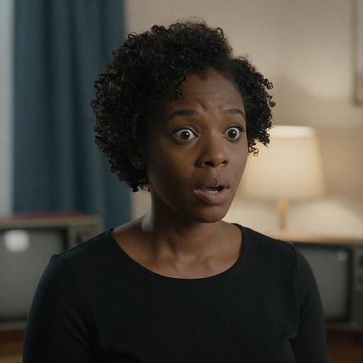 Surprised Black Woman in Vintage Setting