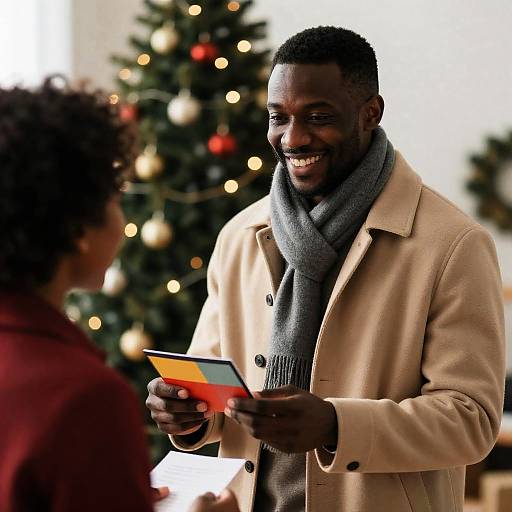 Joyful Holiday Exchange Among Friends