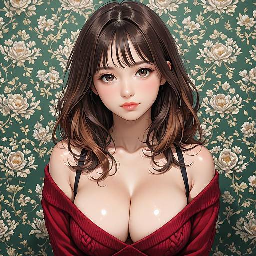 High-Detail Portrait of Girl in Red Sweater