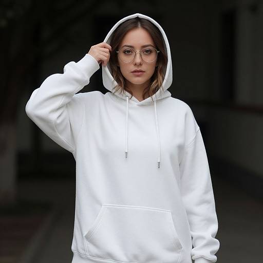 Woman in Hoodie and Glasses Portrait