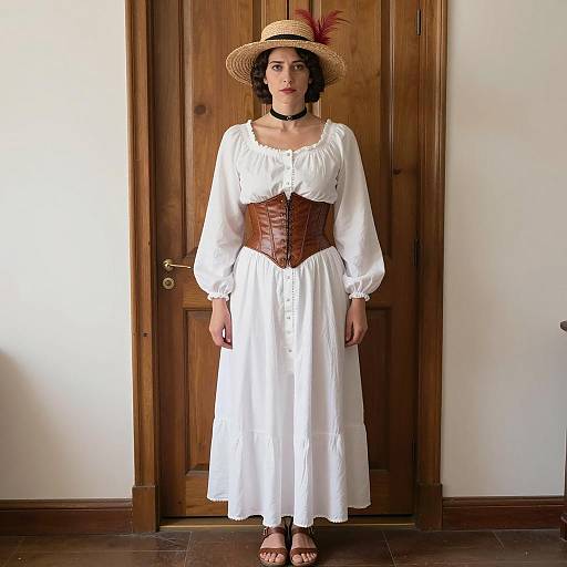 Vintage Strong Woman in Elegant Attire