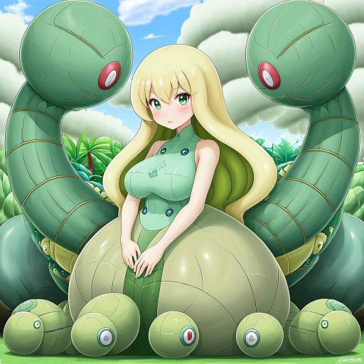 Illustration of Alolan exeggutor, pokemon in the style of Aoshima