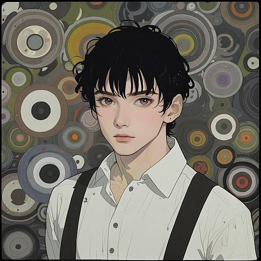 Illustration of Murata ugetsu, given in the style of Opossumachine