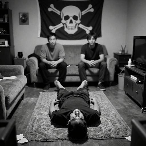 Mysterious Scene with Skull Flag