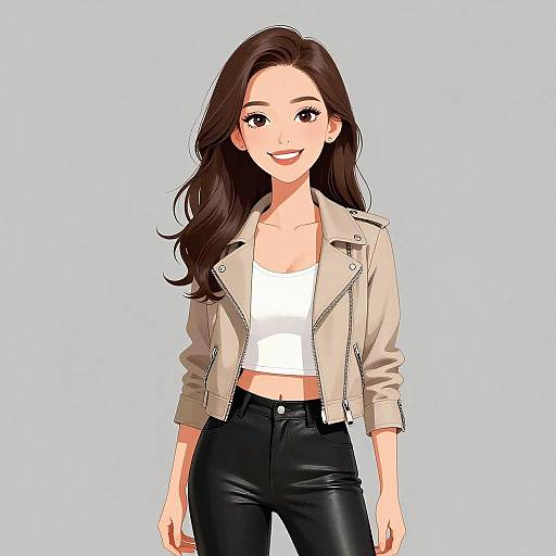 Smiling Woman in Casual Chic Outfit