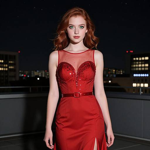Teenage Girl at Rooftop Prom Scene