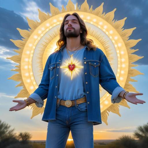 Man with Radiant Sacred Heart and Sun Halo
