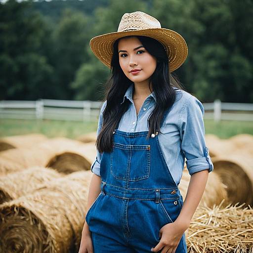 Realistic Farmer Girl in Outdoor Setting