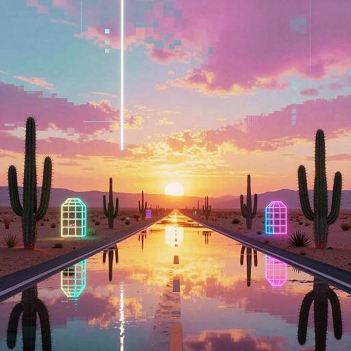 Vibrant Retro Desert Highway