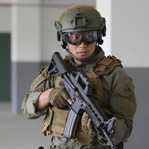 Intense Tactical Soldier in Training Environment