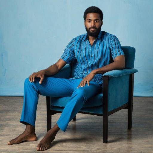 Man Sitting in Blue Chair